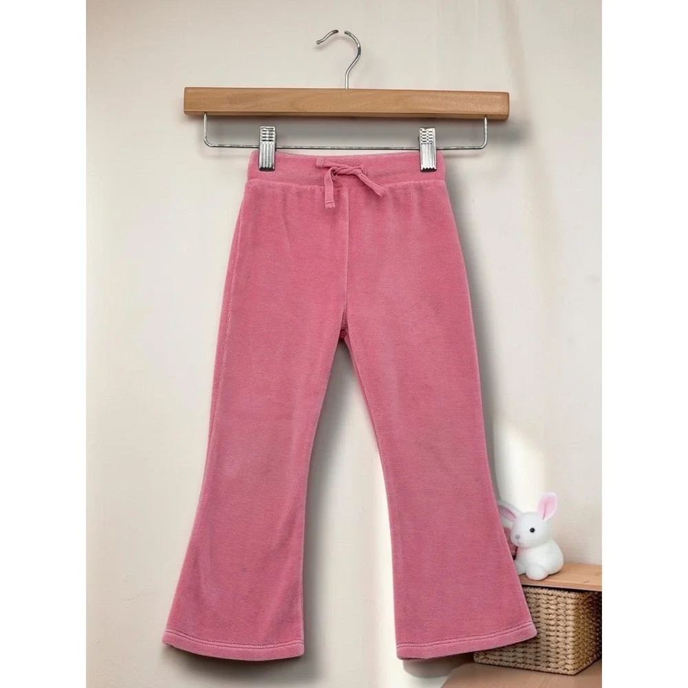The Beaufort Bonnet Company Pink Velour Ruffle Tracksuit Set 2T
